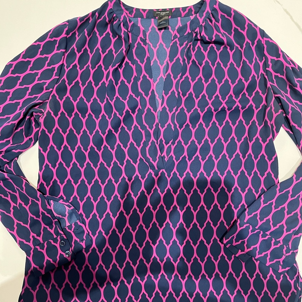 Ann Taylor Navy and purple blouse
